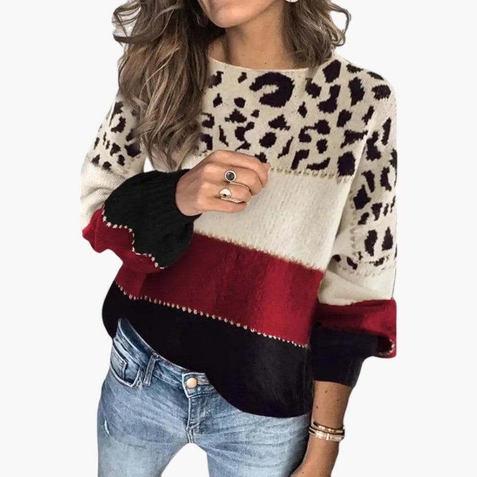 Stylish Leopard Knit Jumper for Women - MayfairMode