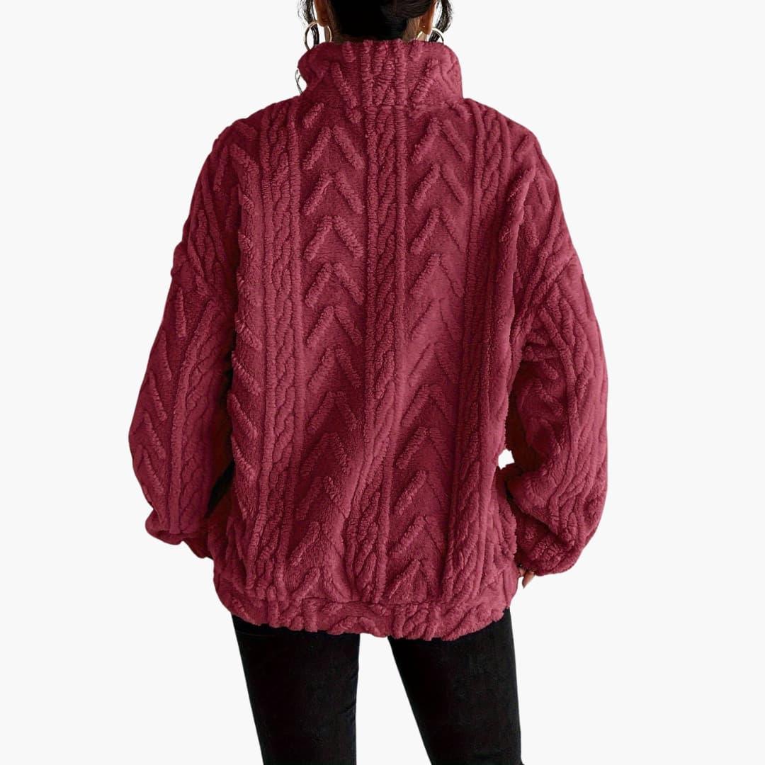 Luxe Cable-Knit Fleece Sweatshirt for Women - MayfairMode