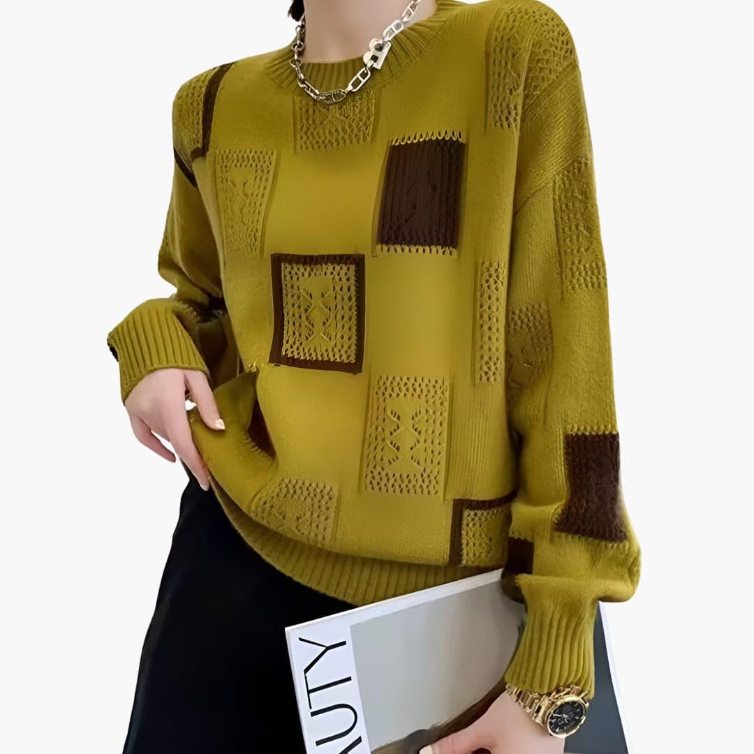 Stylish Patchwork Sweater for Women - MayfairMode