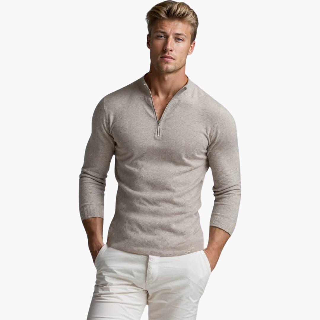 Elegant Cashmere Half-Zip Jumper for Men - MayfairMode