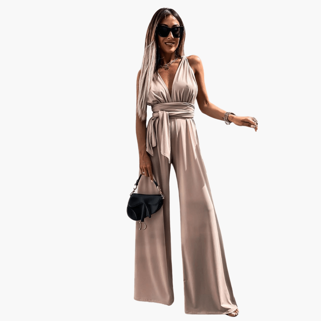 Sophisticated V-Neck Jumpsuit for Women - MayfairMode