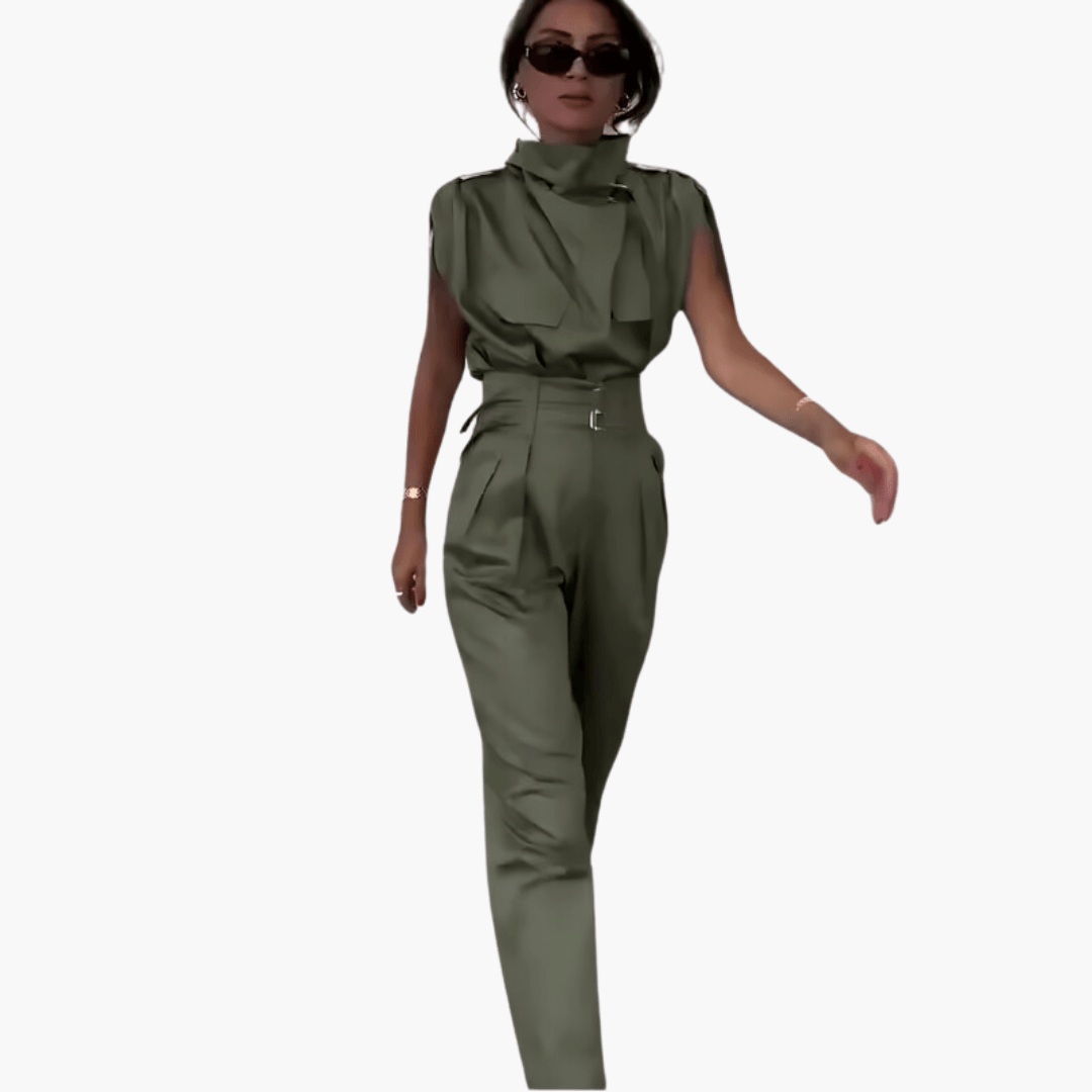 Stylish Modern Jumpsuit with Belt for Women - MayfairMode