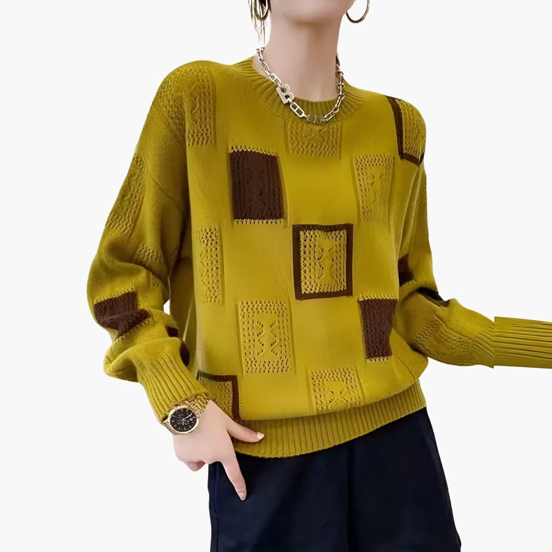 Stylish Patchwork Sweater for Women - MayfairMode