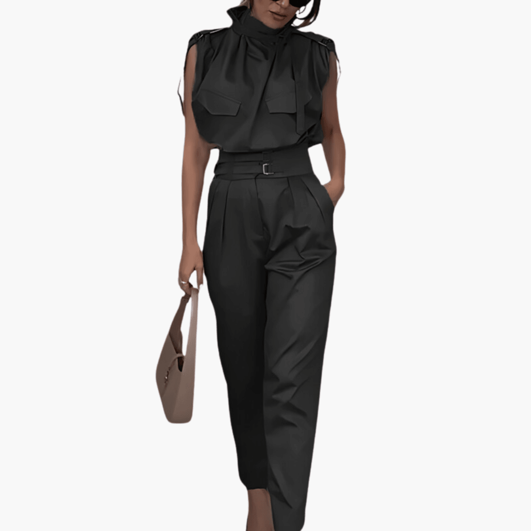 Stylish Modern Jumpsuit with Belt for Women - MayfairMode