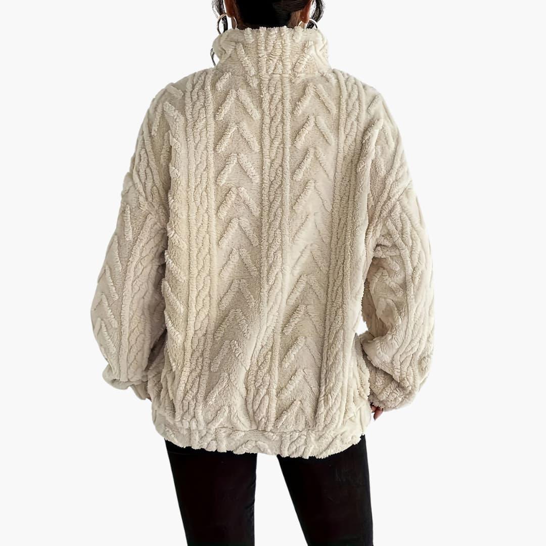 Luxe Cable-Knit Fleece Sweatshirt for Women - MayfairMode