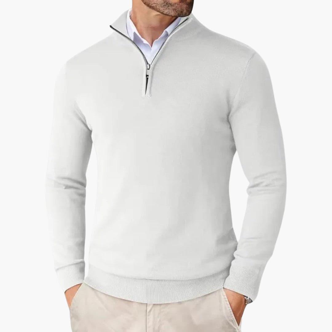 Elegant Cashmere Half-Zip Jumper for Men - MayfairMode