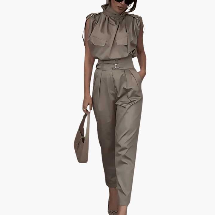 Stylish Modern Jumpsuit with Belt for Women - MayfairMode