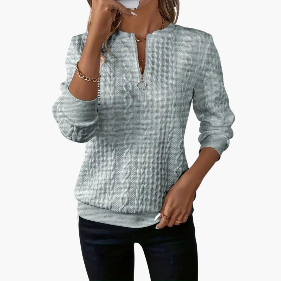 Stylish Knitted Sweater with Zipper for Women - MayfairMode