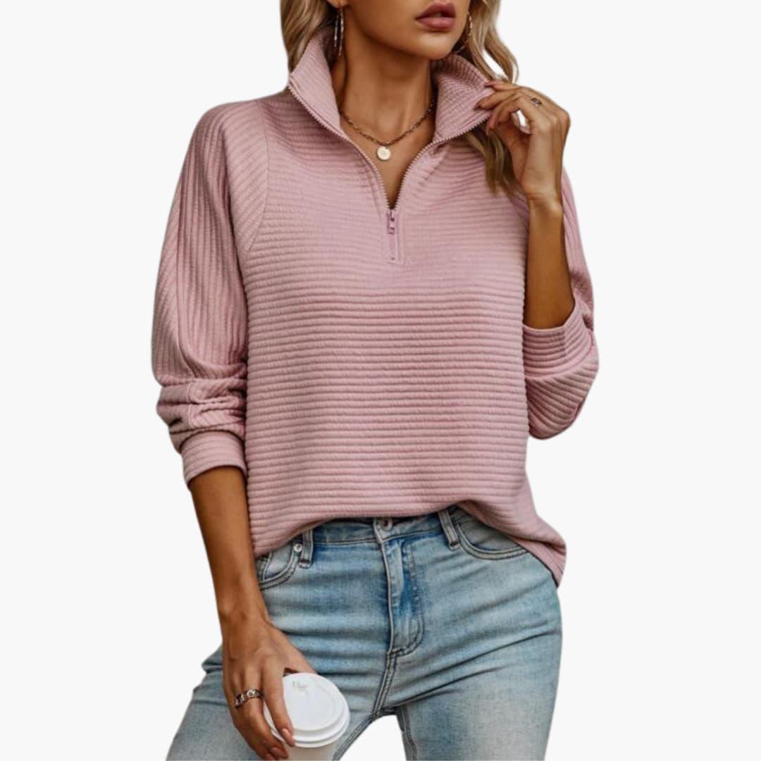 Chic Zip Closure Sweater for Women - MayfairMode