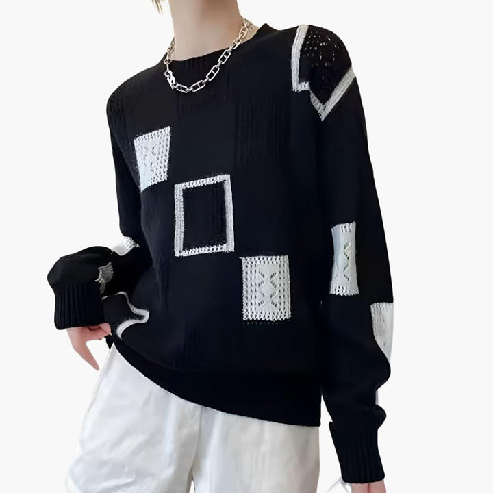 Stylish Patchwork Sweater for Women - MayfairMode