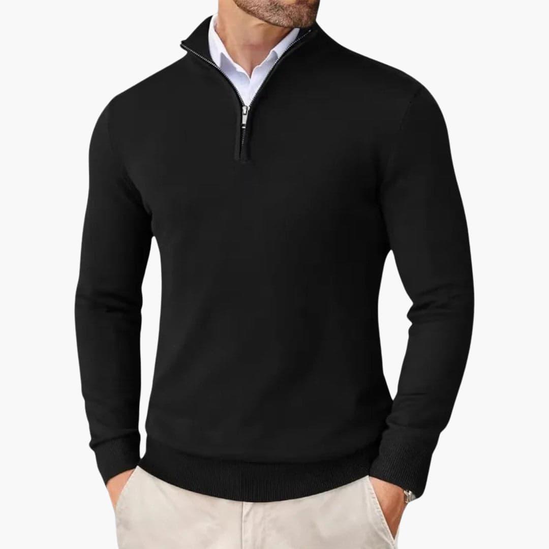 Elegant Cashmere Half-Zip Jumper for Men - MayfairMode