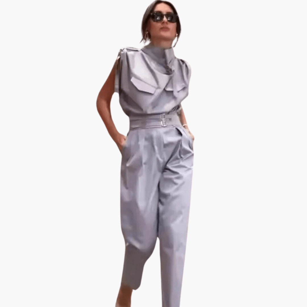 Stylish Modern Jumpsuit with Belt for Women - MayfairMode