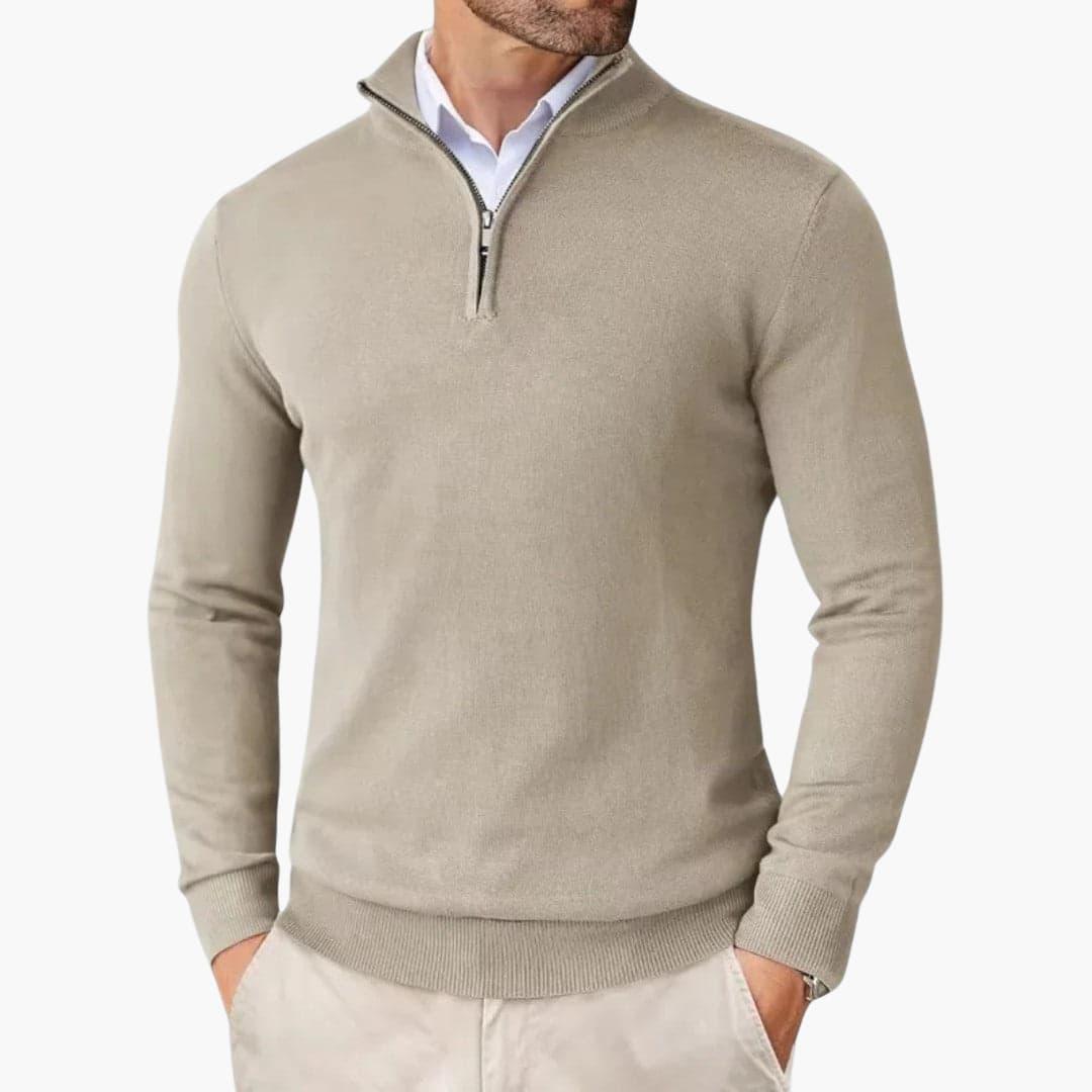 Elegant Cashmere Half-Zip Jumper for Men - MayfairMode