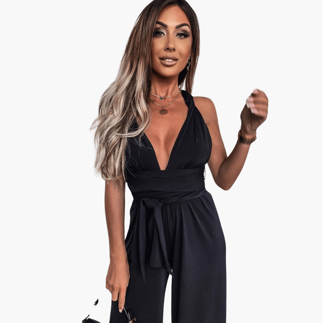 Sophisticated V-Neck Jumpsuit for Women - MayfairMode