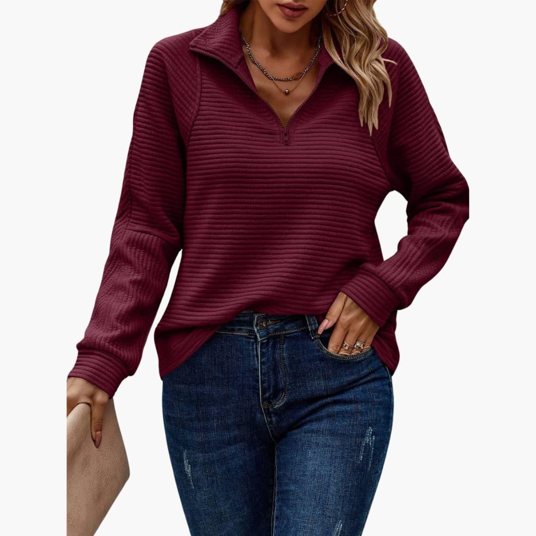 Chic Zip Closure Sweater for Women - MayfairMode