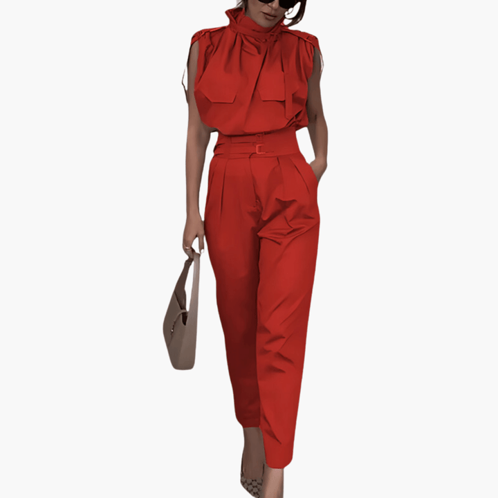 Stylish Modern Jumpsuit with Belt for Women - MayfairMode