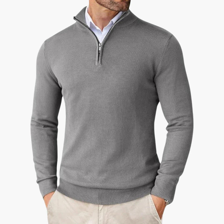 Elegant Cashmere Half-Zip Jumper for Men - MayfairMode