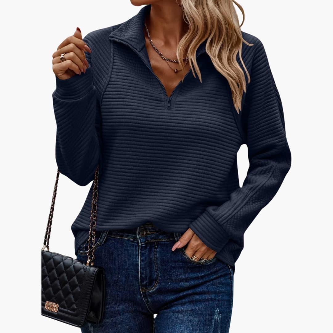 Chic Zip Closure Sweater for Women - MayfairMode