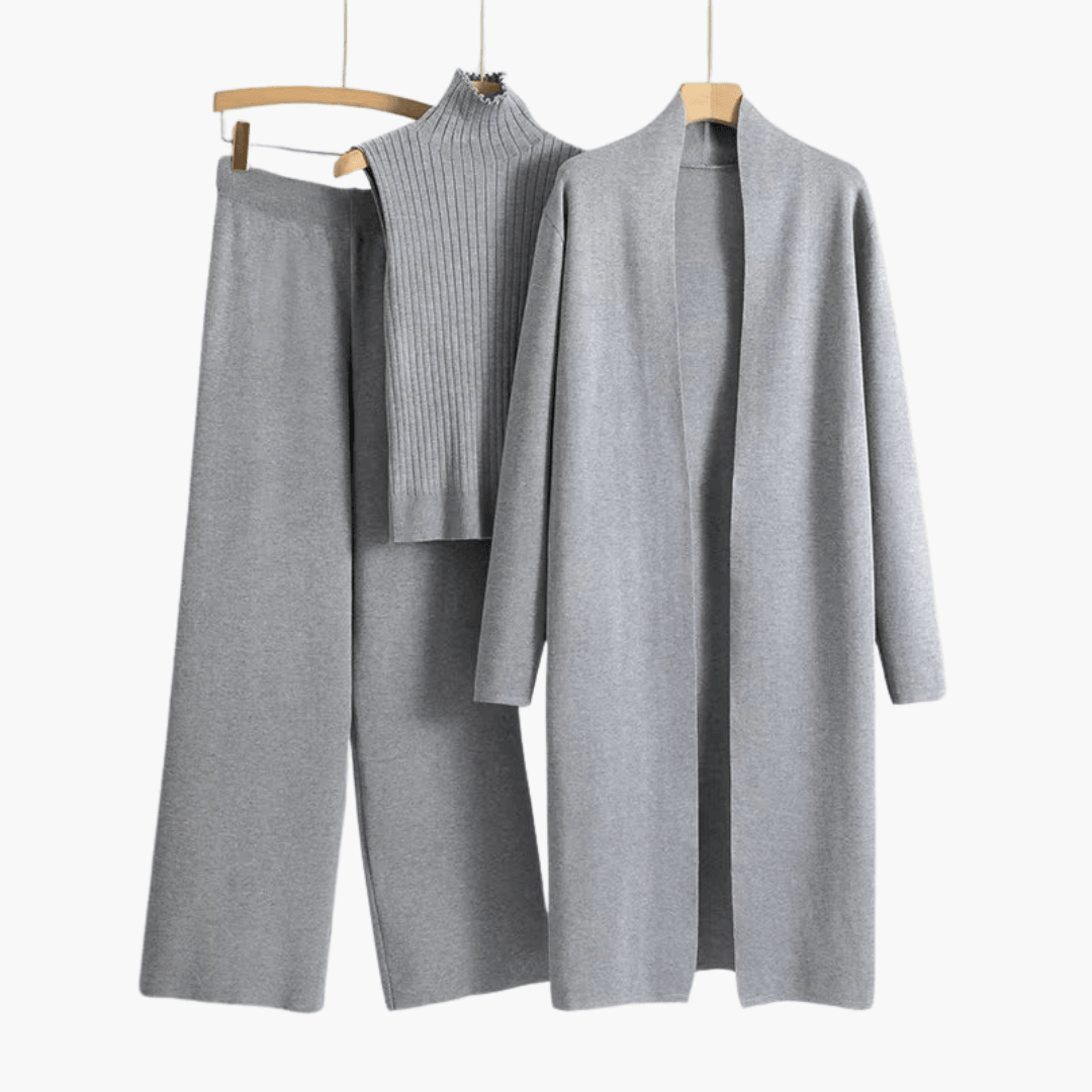 Comfortable 3-Piece Knit Set for Women - MayfairMode