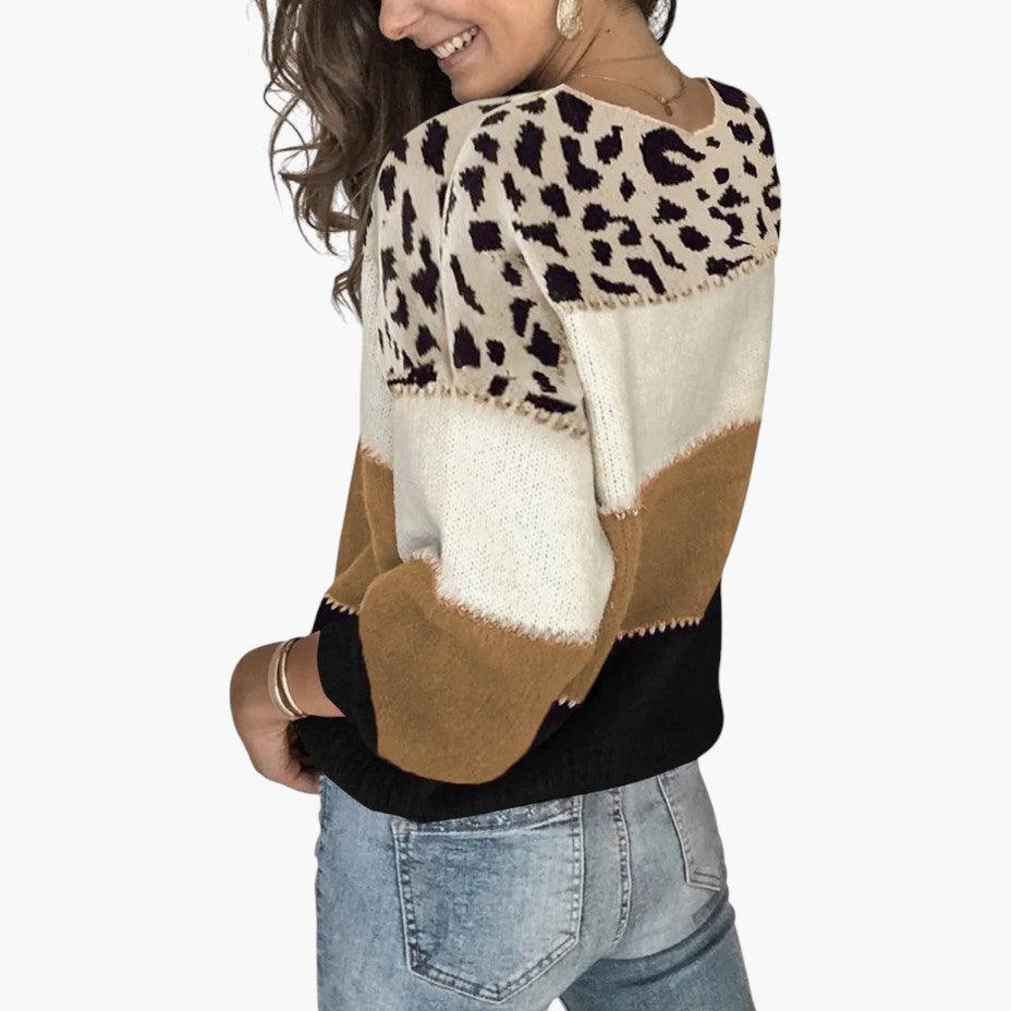 Stylish Leopard Knit Jumper for Women - MayfairMode