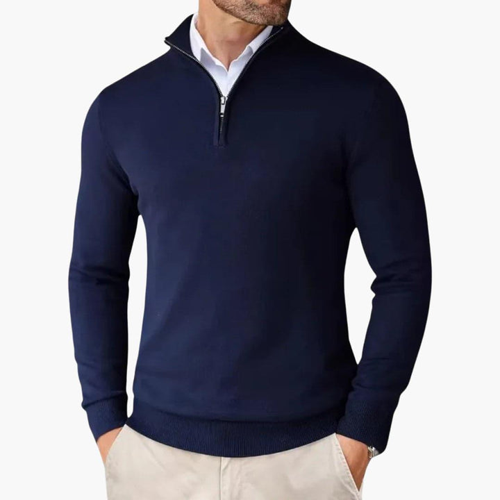 Elegant Cashmere Half-Zip Jumper for Men - MayfairMode