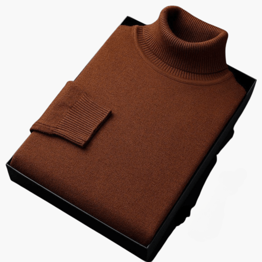 Comfortable Knitted Roll Neck Jumper for Men - MayfairMode