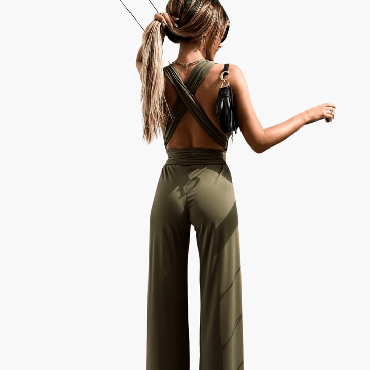 Sophisticated V-Neck Jumpsuit for Women - MayfairMode