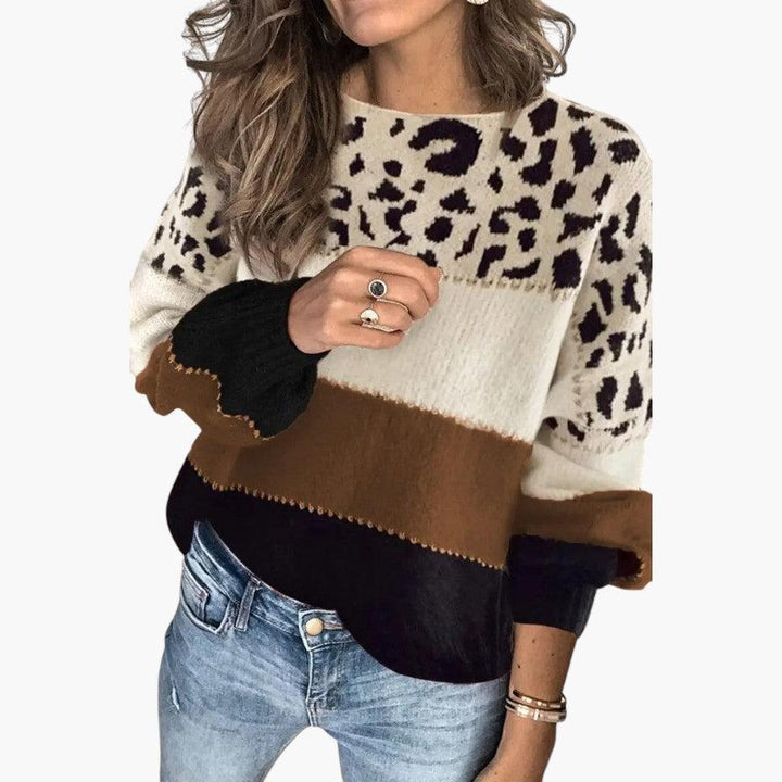 Stylish Leopard Knit Jumper for Women - MayfairMode