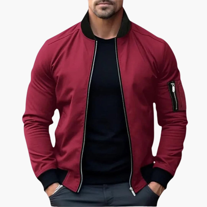 Zip-Up Bomber Jacket for Men - Classic Lightweight Design