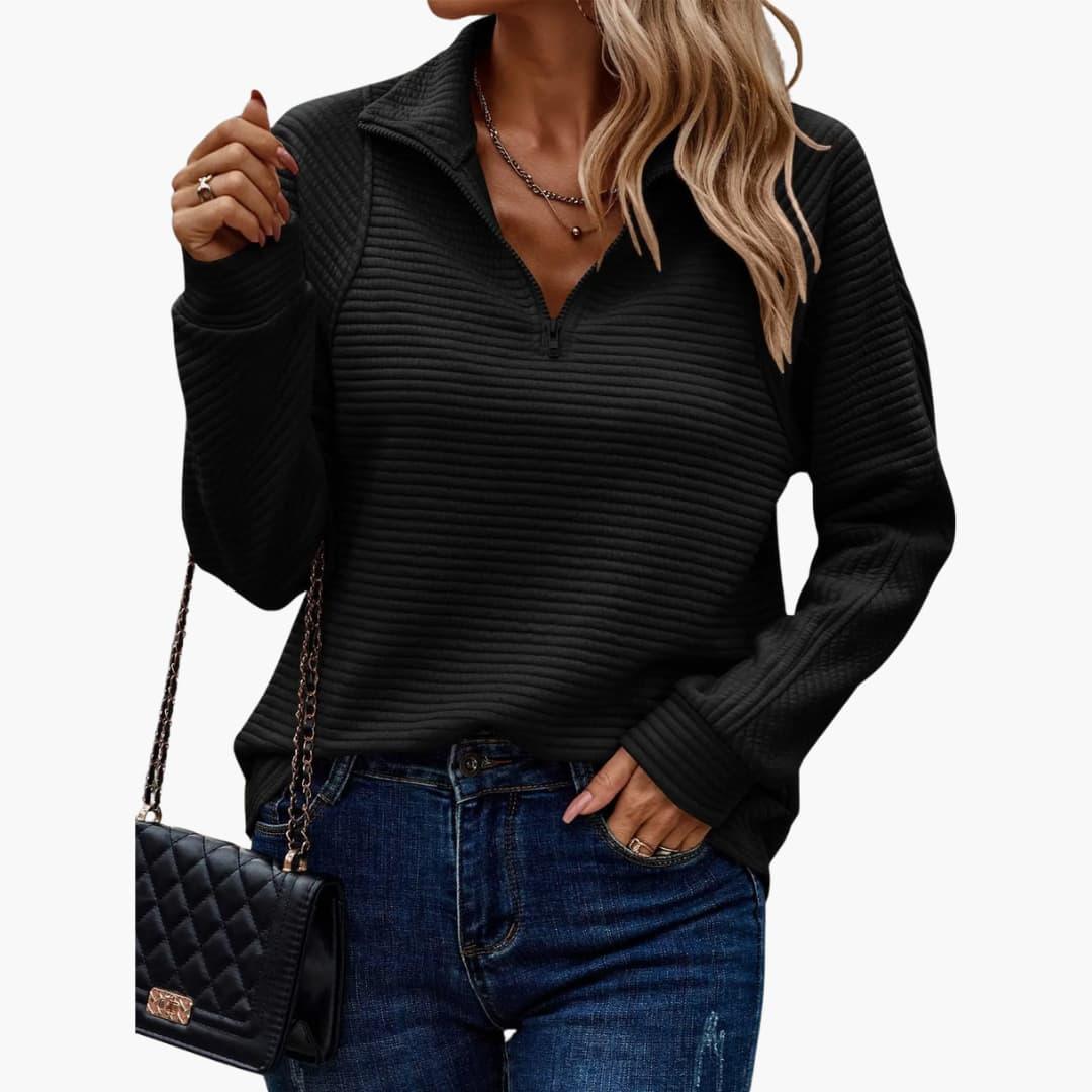 Chic Zip Closure Sweater for Women - MayfairMode