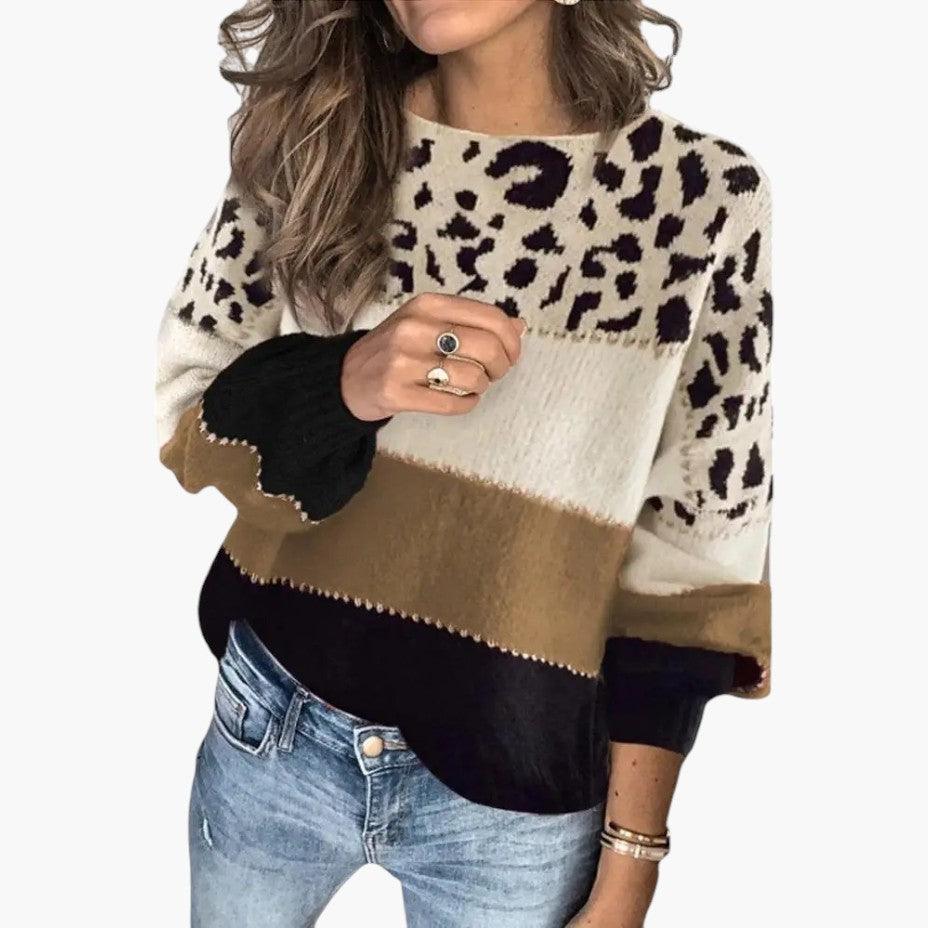 Stylish Leopard Knit Jumper for Women - MayfairMode