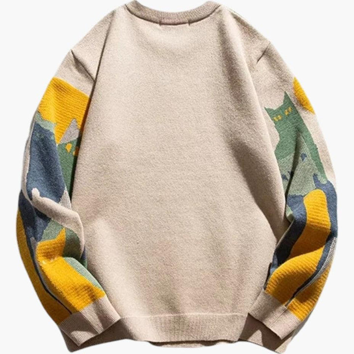 Bold Abstract Cat Print Jumper for Men - MayfairMode