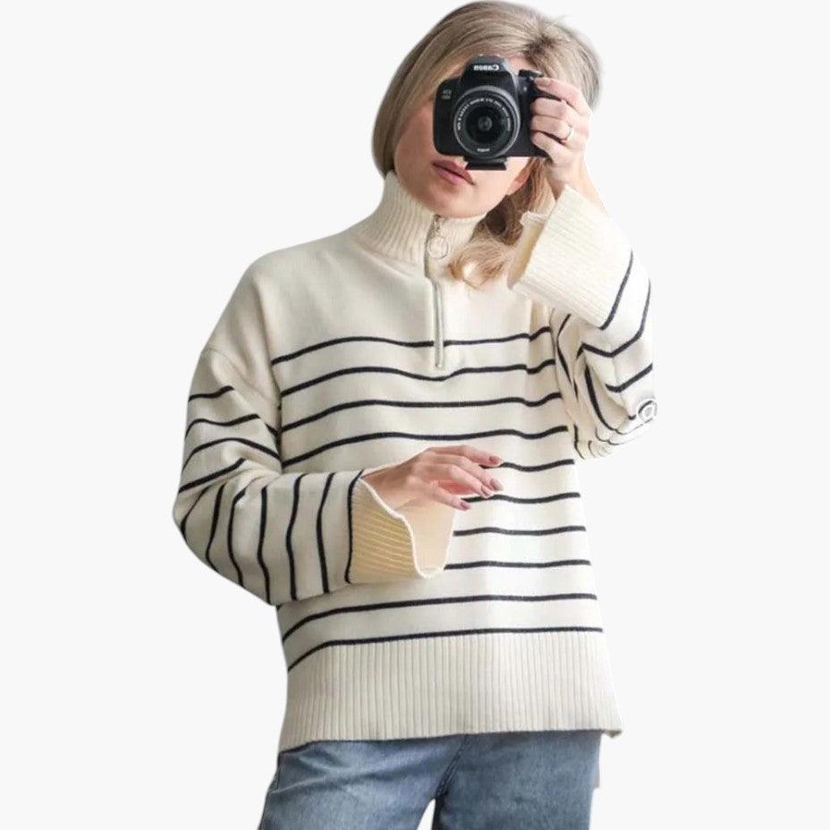 Comfortable Striped Knit Jumper for Women - MayfairMode