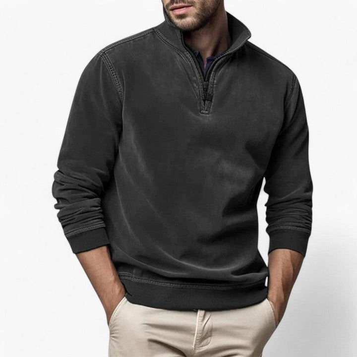 Stylish Half-Zip Stand Collar Jumper for Men - MayfairMode