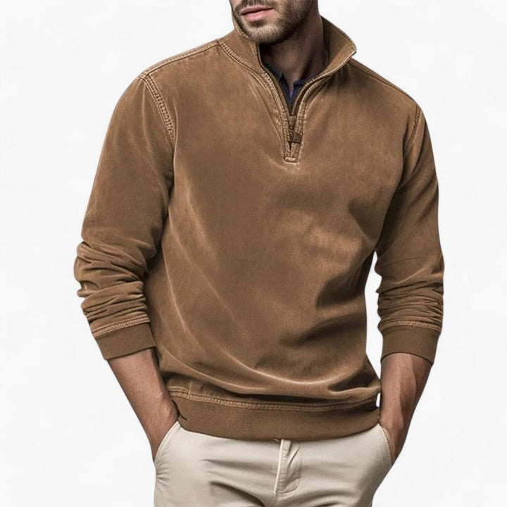 Stylish Half-Zip Stand Collar Jumper for Men - MayfairMode