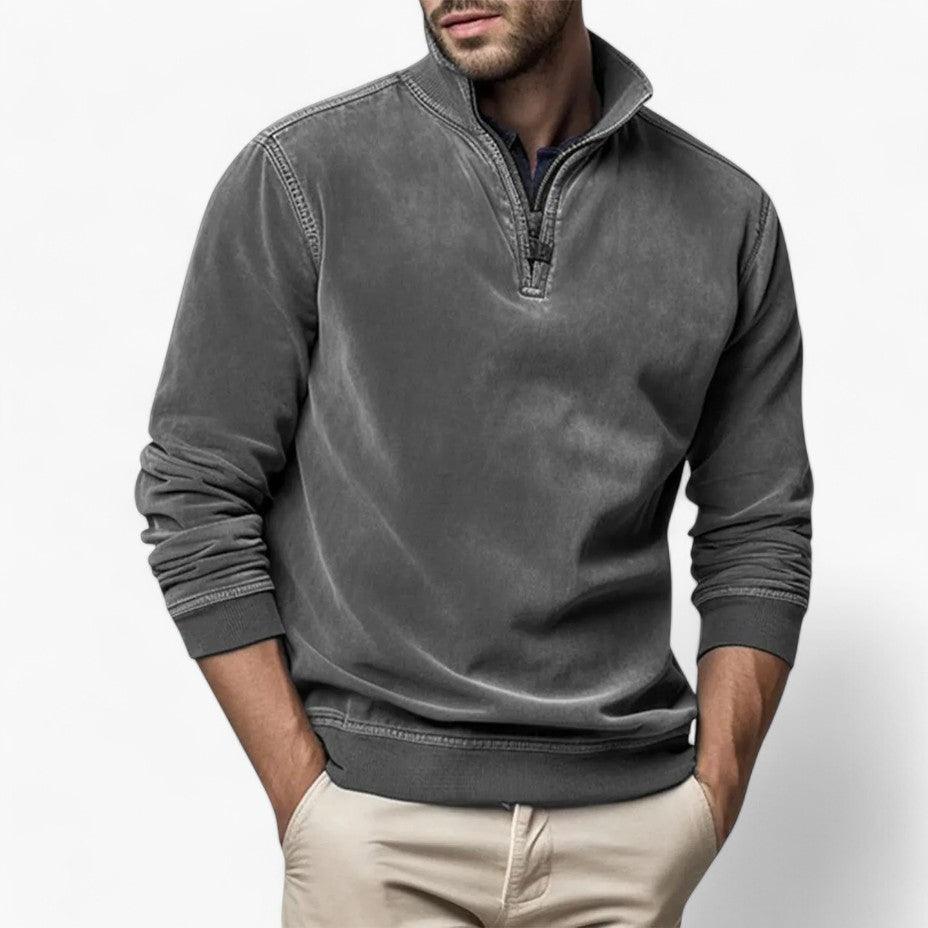 Stylish Half-Zip Stand Collar Jumper for Men - MayfairMode