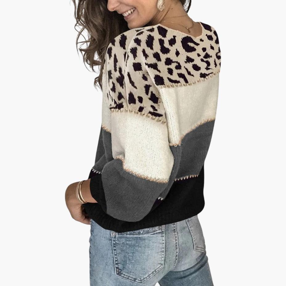 Stylish Leopard Knit Jumper for Women - MayfairMode