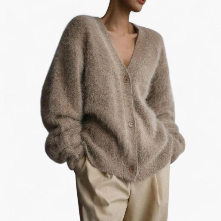 Luxe Fluffy sweater with V-neck for Women - MayfairMode