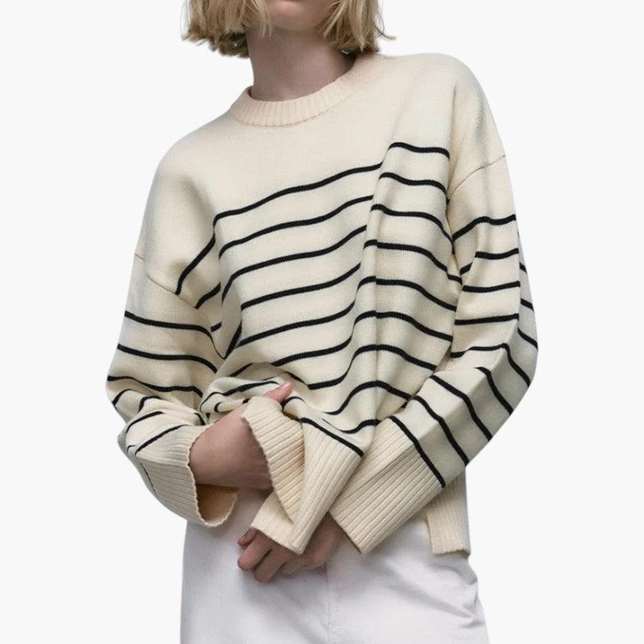 Classic Striped Crew Neck Jumper for Women - MayfairMode