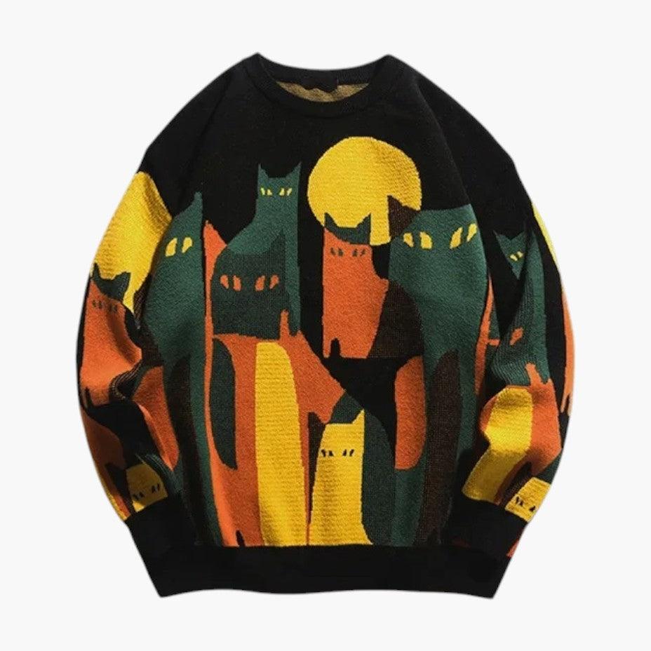 Bold Abstract Cat Print Jumper for Men - MayfairMode