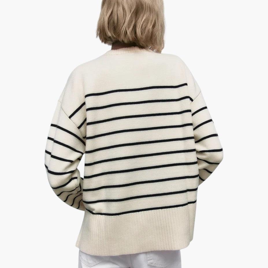 Classic Striped Crew Neck Jumper for Women - MayfairMode