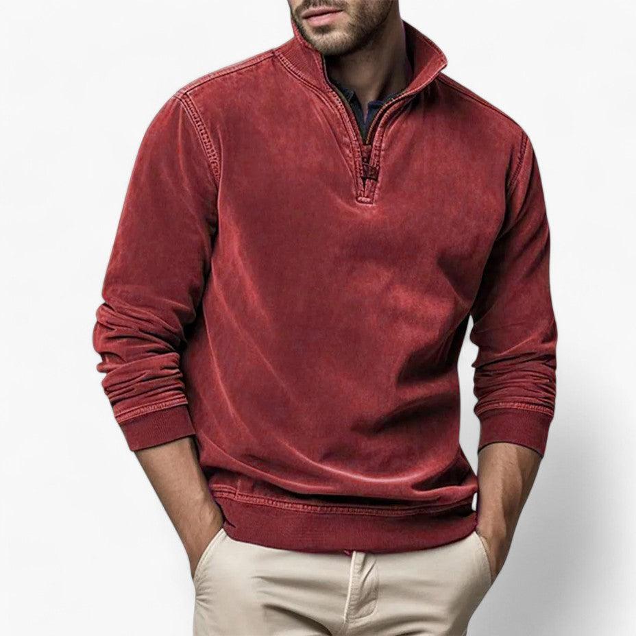 Stylish Half-Zip Stand Collar Jumper for Men - MayfairMode